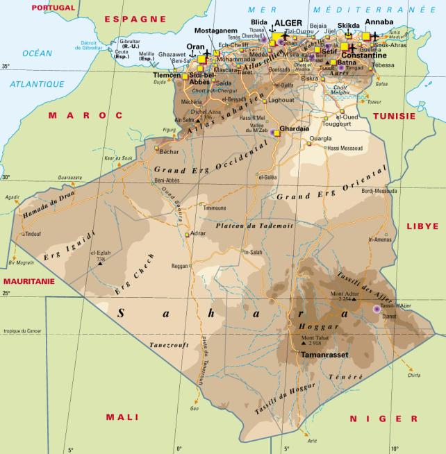 Carte Algérie Relief